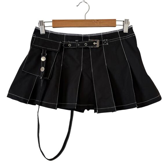 SHEIN Dresses & Skirts - NWOT Womens Pleated Bondage Skirt Grommet Buckle Detail Black Sz S Goth Punk Emo